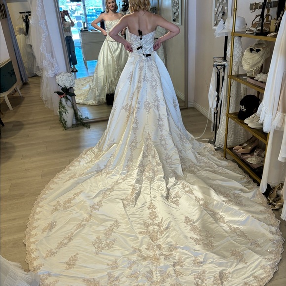 Alfred Angelo Cream Wedding Dress with Silver Embroidery - Picture 5 of 5